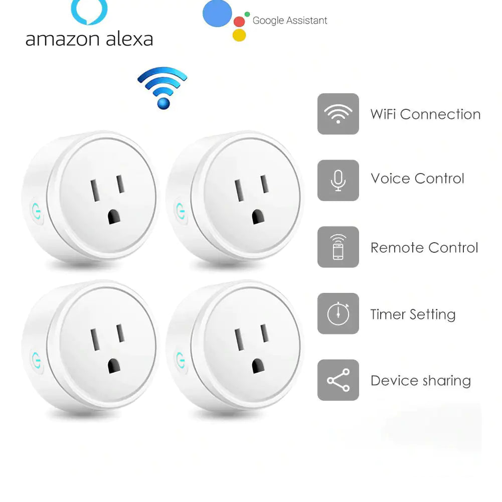 Smart Home Outlet Control By Google Home Assistant Or Amazon Alexa In Pack Of 2 Or 4